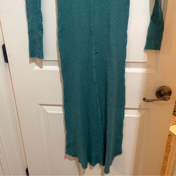ANTHROPOLOGIE Sasha T.La Ribbed Cotton Knit Midi Maxi Dress new NWT Teal Blue XS - Picture 13 of 16